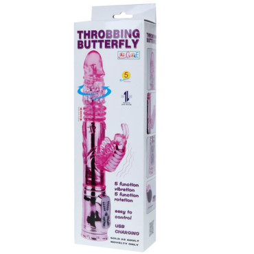 vibrd Recargable con Rotacion Y Estimulador Throbbing Butterfly