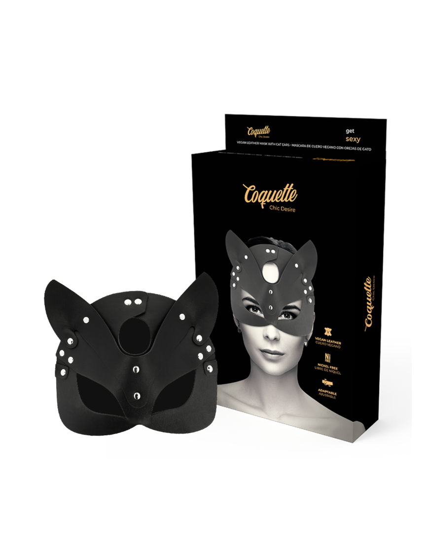 Coquette Chic Desire Mascara Cuero Vegano con Orejas De Gato