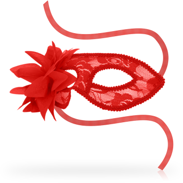 Ohmama Masks Antifaz con Encajes Y Flor - Rojo