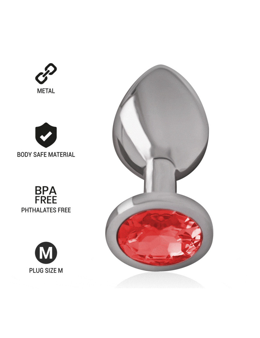 INTENSE™ - PLUG ANAL METAL CON CRISTAL ROJO TALLA M