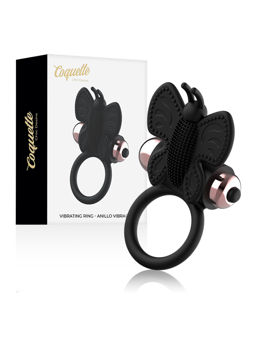 Coquette Chic Desire Cock Ring Butterfly Anillo vibrd Negro / Gold