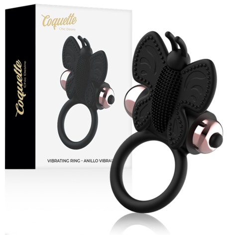 Coquette Chic Desire Cock Ring Butterfly Anillo vibrd Negro / Gold