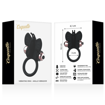 Coquette Chic Desire Cock Ring Butterfly Anillo vibrd Negro / Gold