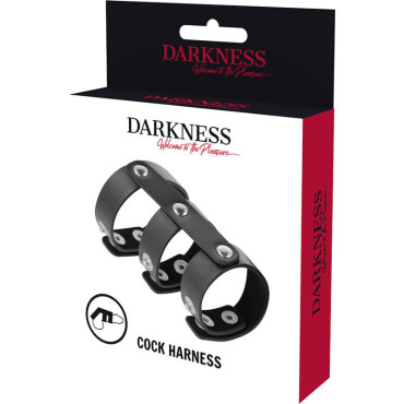 Darkness Anillo Doble Pene Y Testiculos Ajustable Leather