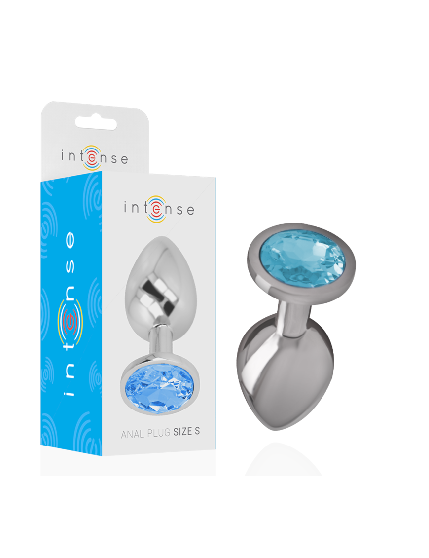 INTENSE - PLUG ANAL METAL ALUMINIO CON CRISTAL AZUL TALLA S