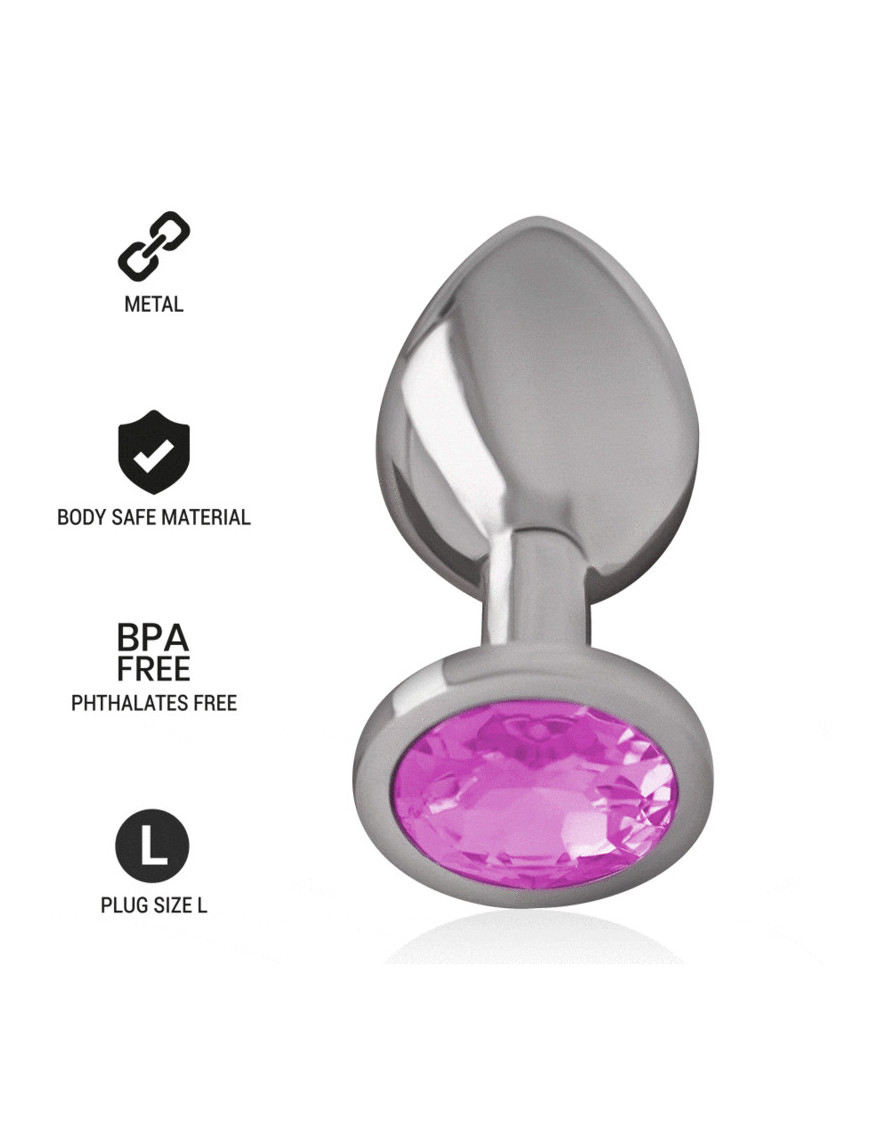 INTENSE - PLUG ANAL METAL ALUMINIO CON CRISTAL ROSA TALLA L