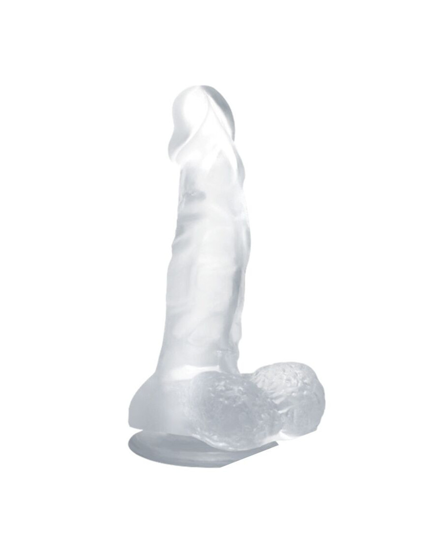 Baile Dildo Realistico con Ventosa Y Testiculos 16.7 cm Transparente