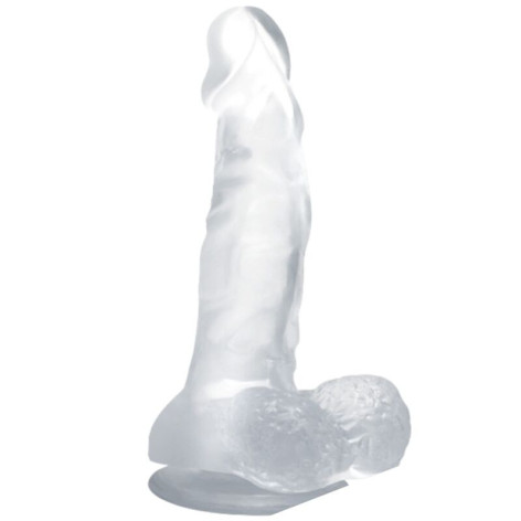 Baile Dildo Realistico con Ventosa Y Testiculos 16.7 cm Transparente