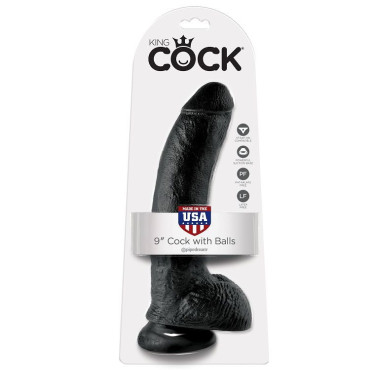 King Cock 9" Pene Realistico Negro 22.9cm