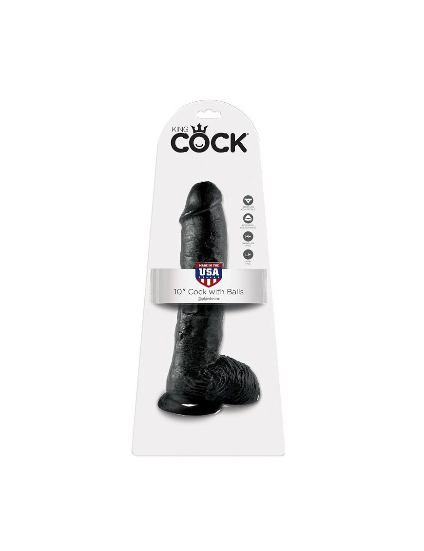 King Cock 10" Pene Realistico Negro 26.5 cm