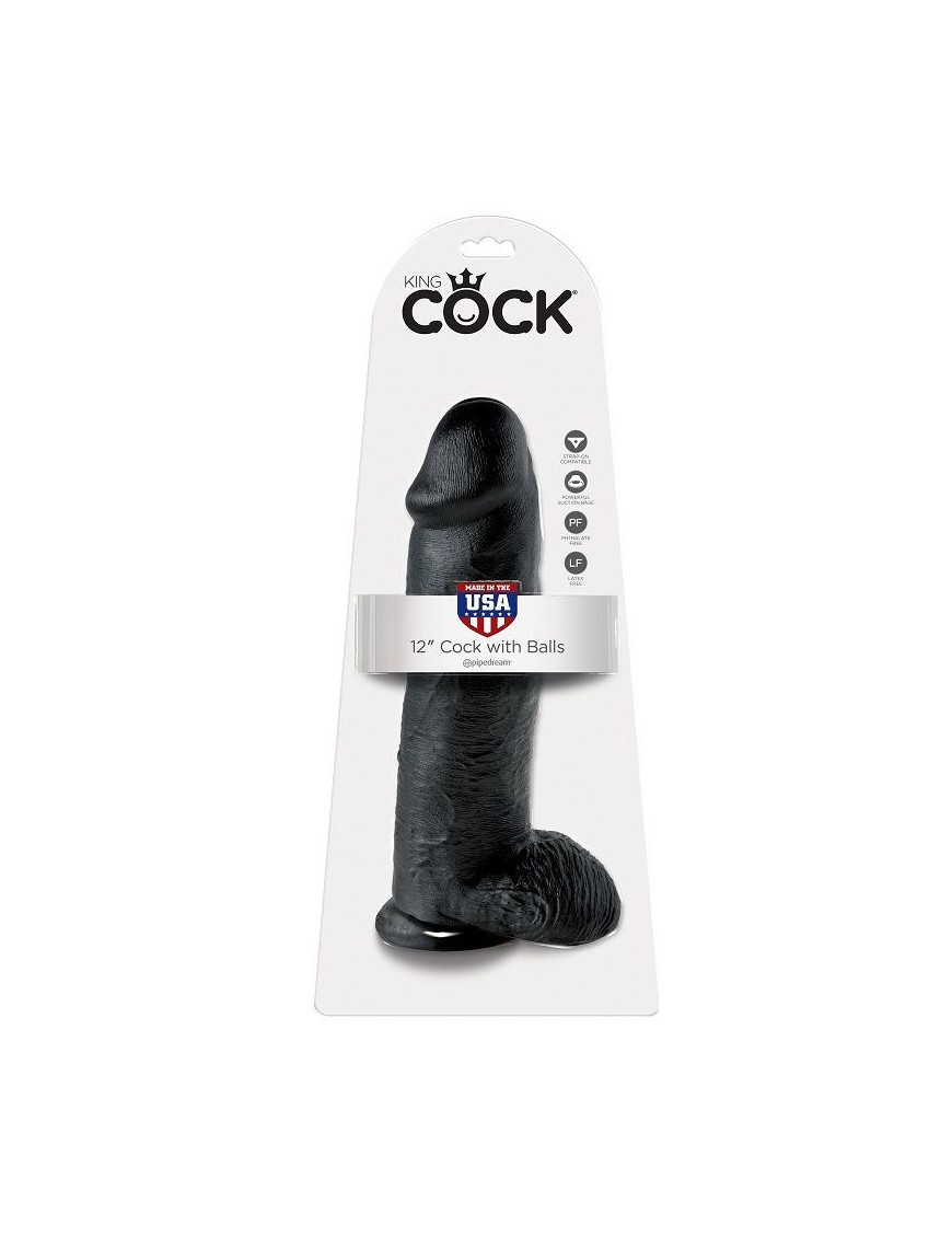 King Cock 12" Pene Realistico Negro 30.48 cm