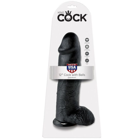 King Cock 12" Pene Realistico Negro 30.48 cm